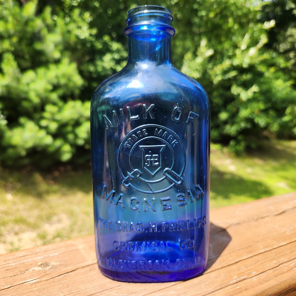 Cobalt Blue Milk Of Magnesia Bottle 7" Tall